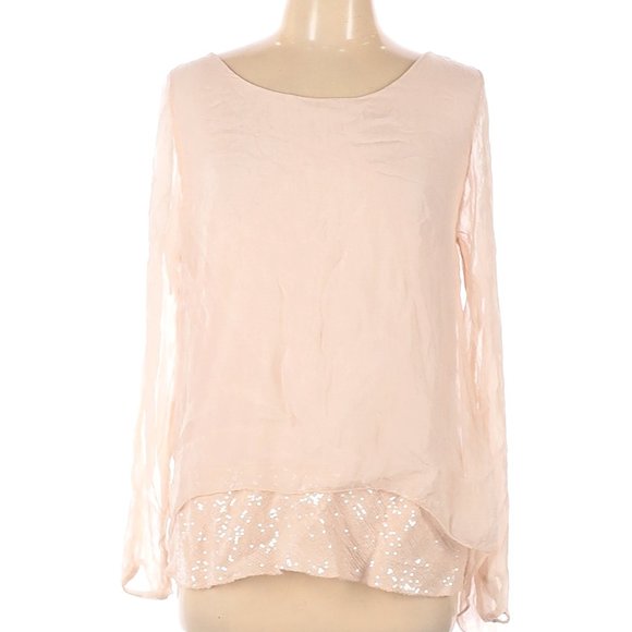 Dolce Ragazza light blush/salomon silk top with sequin detail. size M - Picture 1 of 4